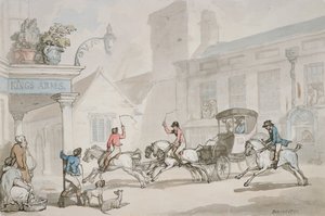 王の腕、ドーチェスター（ペンとインクと紙のトイレ） 作： Thomas Rowlandson